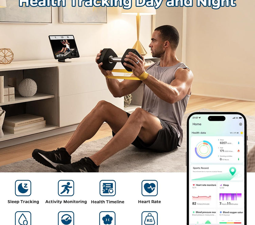 Smart Ring Health Tracker, Sleep Tracker Ring with Heart Rate, Waterproof Fitness Ring for Activity Monitoring/Steps/Distance/Calories, Air Gestures, up to 7-Day Battery, for Ios Android (Black,#10)
