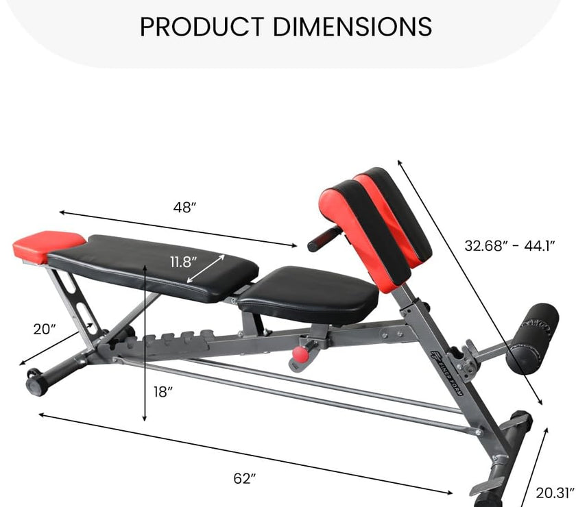 Multi-Functional FID Weight Bench for Full All-In-One Body Workout – Hyper Back Extension, Roman Chair, Adjustable Ab Sit up Bench, Incline Decline Bench, Flat Bench