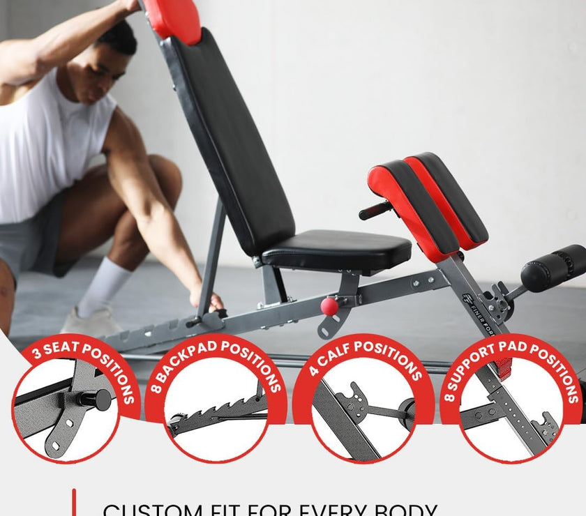 Multi-Functional FID Weight Bench for Full All-In-One Body Workout – Hyper Back Extension, Roman Chair, Adjustable Ab Sit up Bench, Incline Decline Bench, Flat Bench