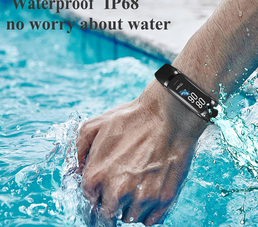 Keep Health Fitness Trackers for Women Men, Amoled Fitness Tracker for Android&Ios, Alarm Stopwatch Fitness Tracker with Blood Pressure Monitor, Calories Burned IP68 Waterproof Fitness Step Tracker