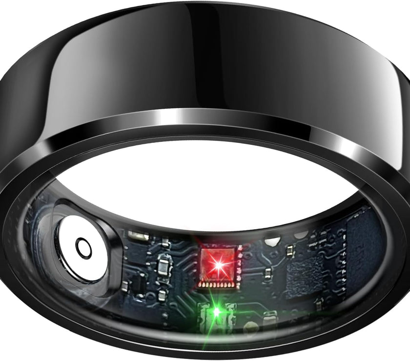 Smart Ring Health Tracker, Sleep Tracker Ring with Heart Rate, Waterproof Fitness Ring for Activity Monitoring/Steps/Distance/Calories, Air Gestures, up to 7-Day Battery, for Ios Android (Black,#10)