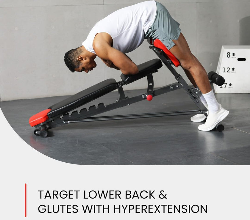 Multi-Functional FID Weight Bench for Full All-In-One Body Workout – Hyper Back Extension, Roman Chair, Adjustable Ab Sit up Bench, Incline Decline Bench, Flat Bench